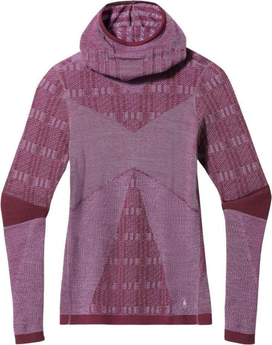 Intraknit Thermal Max Merino 250 Base Layer Pattern Hoodie - Womens - Blk Cherry Violet Plaid 1