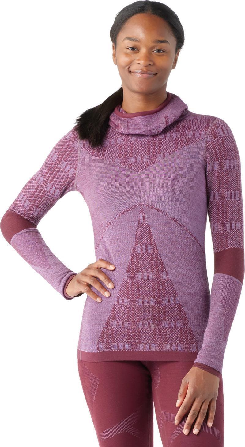 Intraknit Thermal Max Merino 250 Base Layer Pattern Hoodie - Womens - Blk Cherry Violet Plaid 2