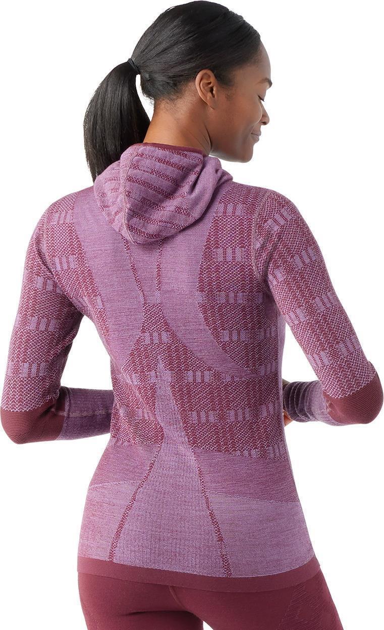 Intraknit Thermal Max Merino 250 Base Layer Pattern Hoodie - Womens - Blk Cherry Violet Plaid 3