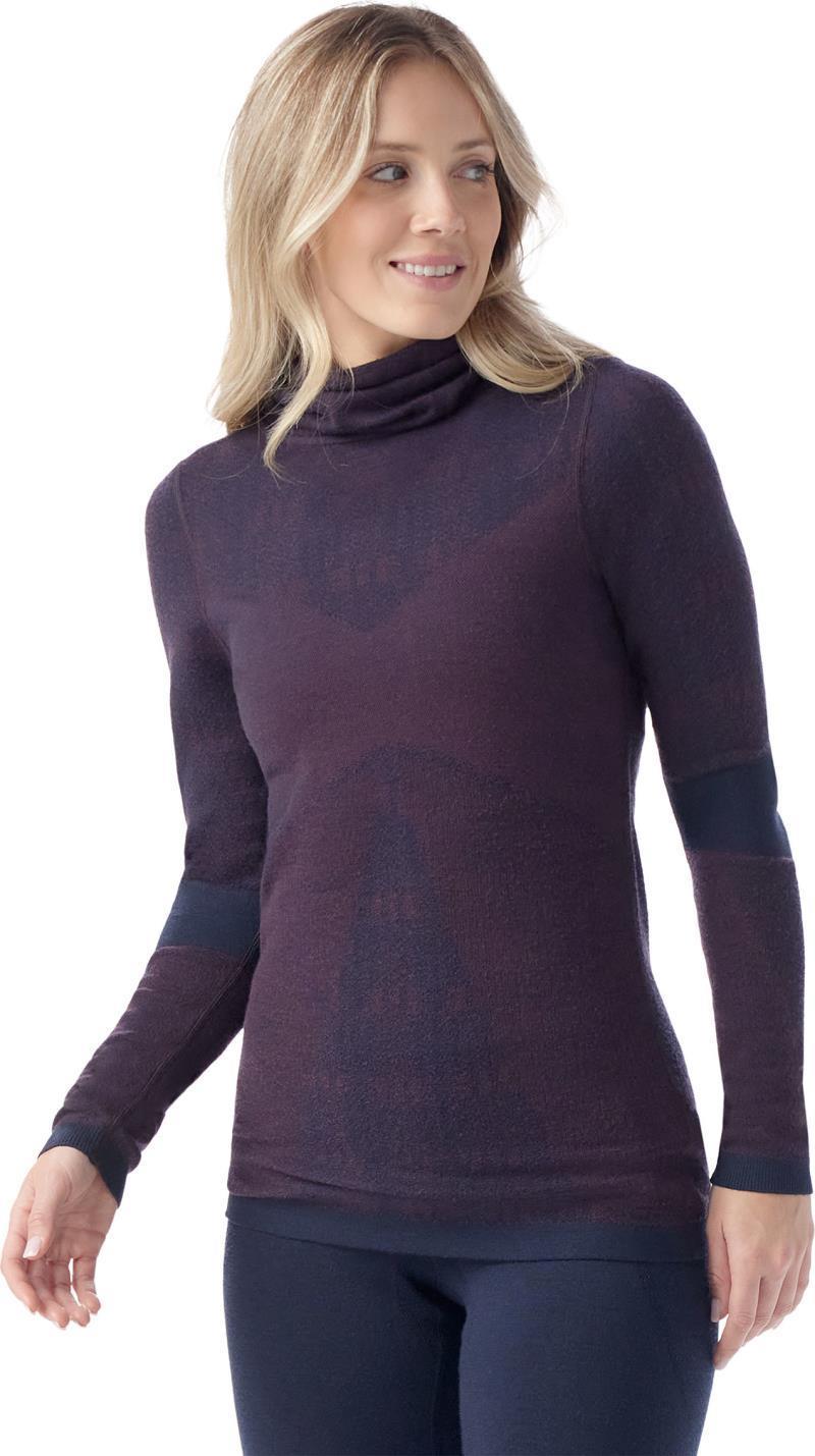 Intraknit Thermal Max Merino 250 Base Layer Pattern Hoodie - Womens - Deep Navy / Eggplant 1