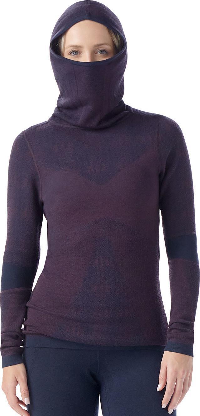 Intraknit Thermal Max Merino 250 Base Layer Pattern Hoodie - Womens - Deep Navy / Eggplant 3