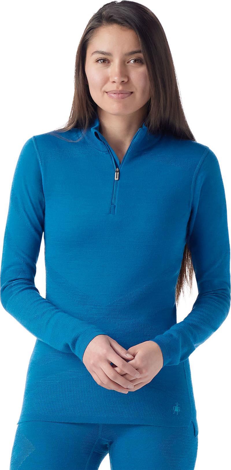 Intraknit Thermal Merino 200 Base Layer 1/4 Zip - Womens - Nival Blue / Pool Blue 1
