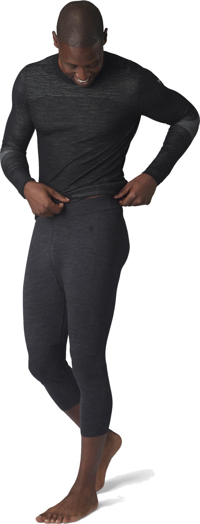 Intraknit Thermal Merino 200 Base Layer 3/4 Bottoms - Mens - Charcoal Heather / Black 2