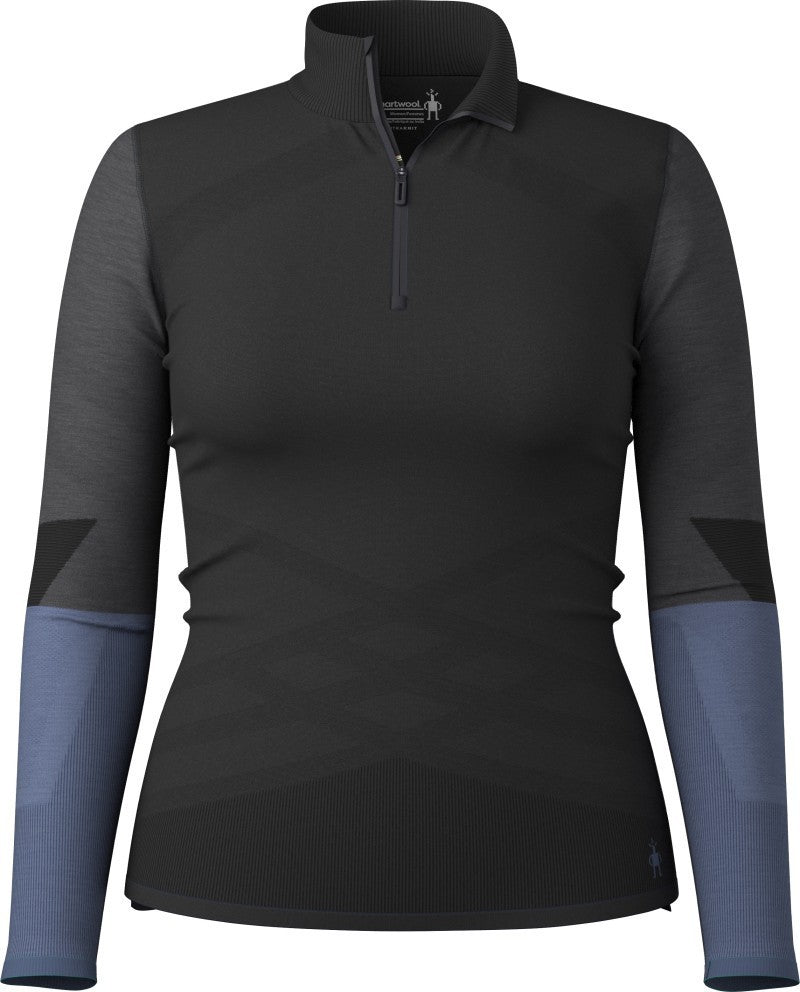 Intraknit Thermal Merino 200 Base Layer Colorblock 1/4 Zip - Womens - black / charcoal 1