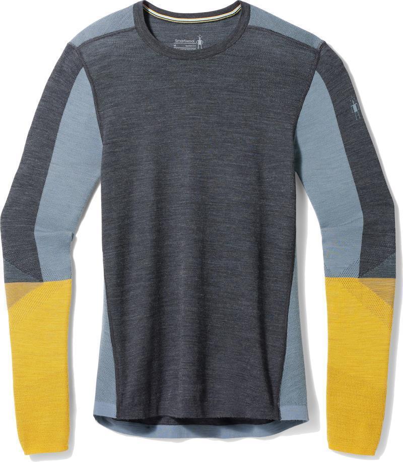 Intraknit Thermal Merino 200 Base Layer Colorblock Crew - Mens - Charcoal / Honey Gold 1