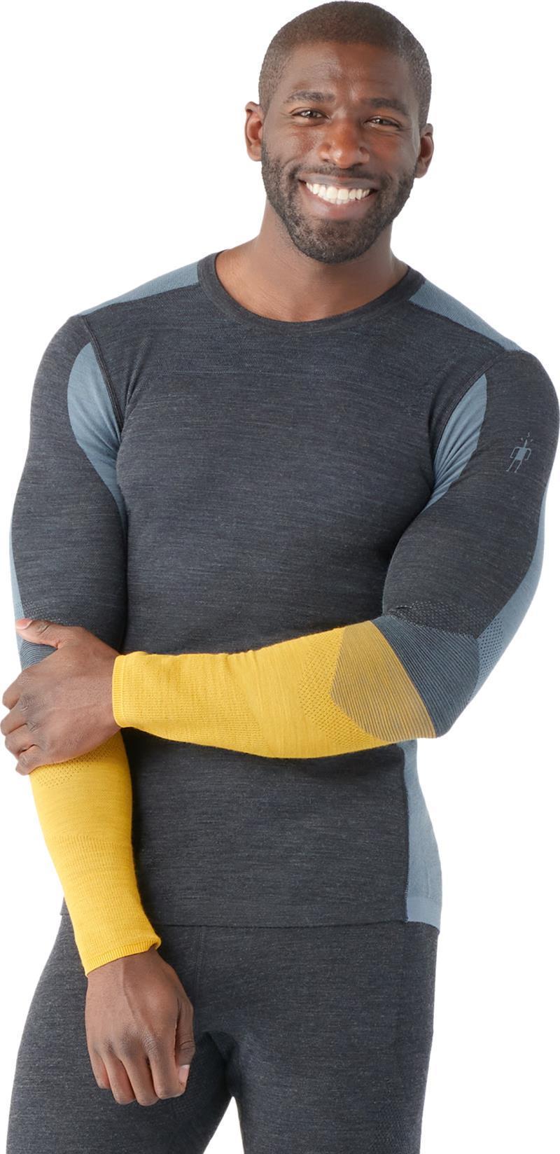 Intraknit Thermal Merino 200 Base Layer Colorblock Crew - Mens - Charcoal / Honey Gold 2