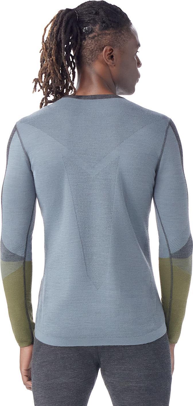 Intraknit Thermal Merino 200 Base Layer Colorblock Crew - Mens - Charcoal / Winter Moss 2