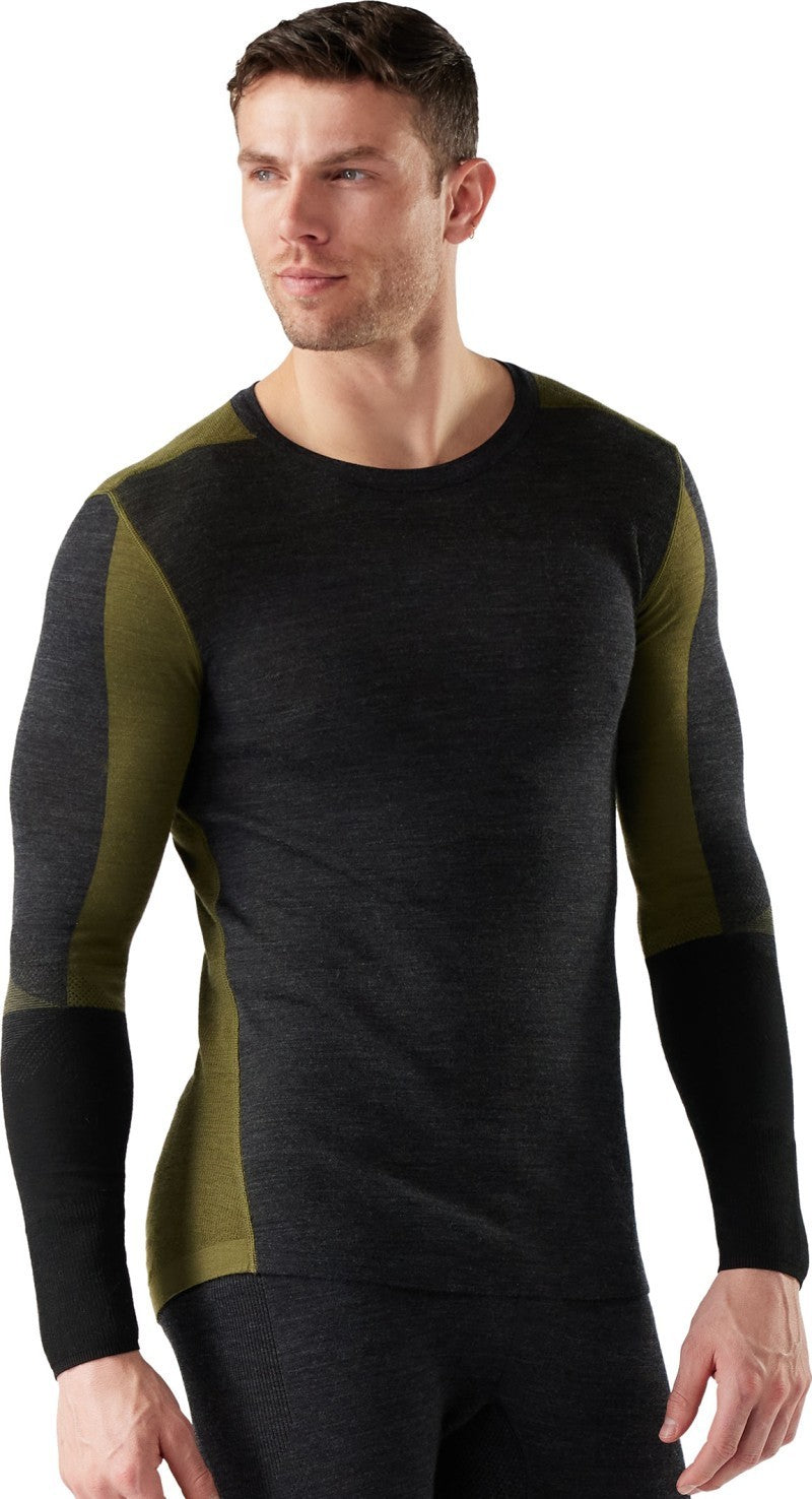 Intraknit Thermal Merino 200 Base Layer Colorblock Crew - Mens - winter moss / charcoal 1