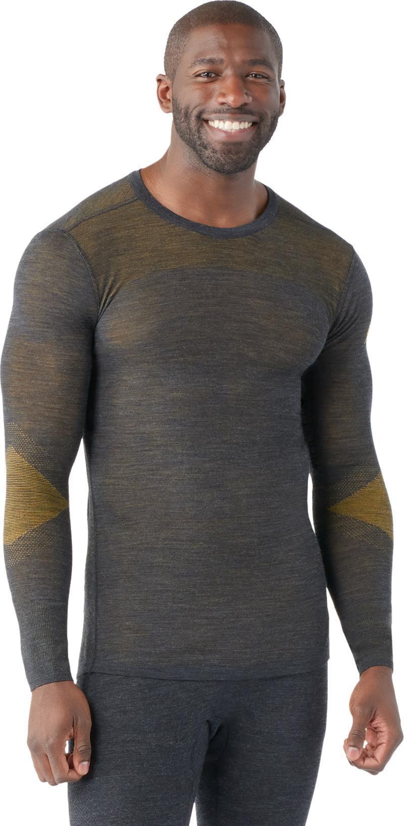 Intraknit Thermal Merino 200 Base Layer Crew - Mens - Charcoal / Honey Gold 2