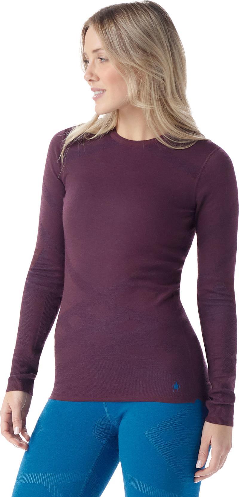 Intraknit Thermal Merino 200 Base Layer Crew - Womens - Eggplant / Nival Blue 1
