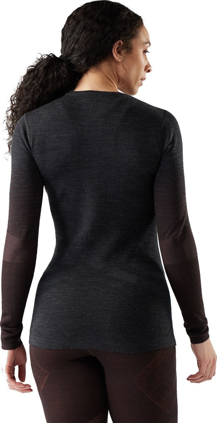 Intraknit Thermal Merino 200 Base Layer Crew - Womens - charcoal / mink stripe 1