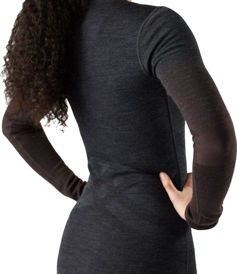 Intraknit Thermal Merino 200 Base Layer Crew - Womens - charcoal / mink stripe 1