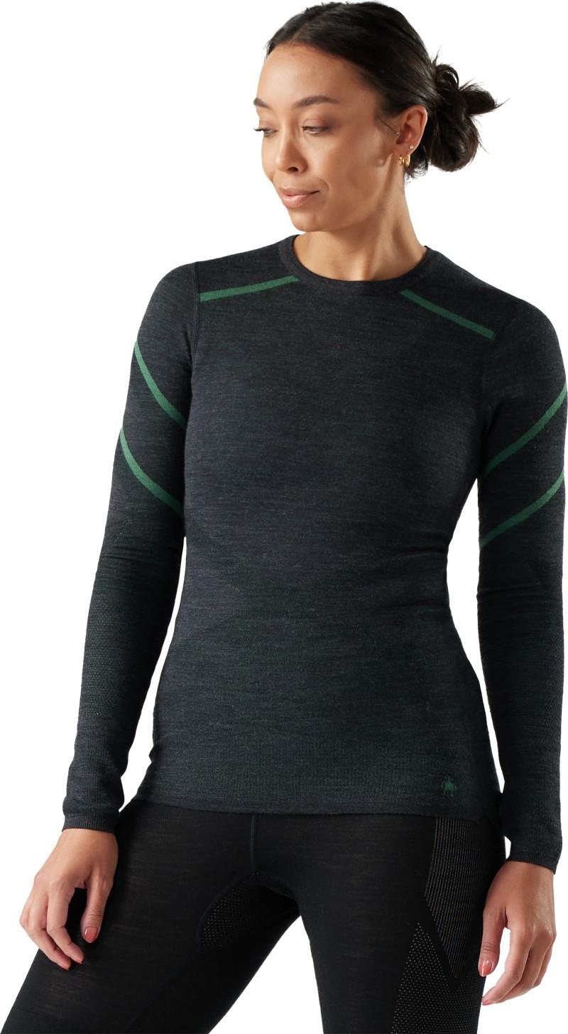 Intraknit Thermal Merino 200 Base Layer Crew - Womens - charcoal / zen green 1
