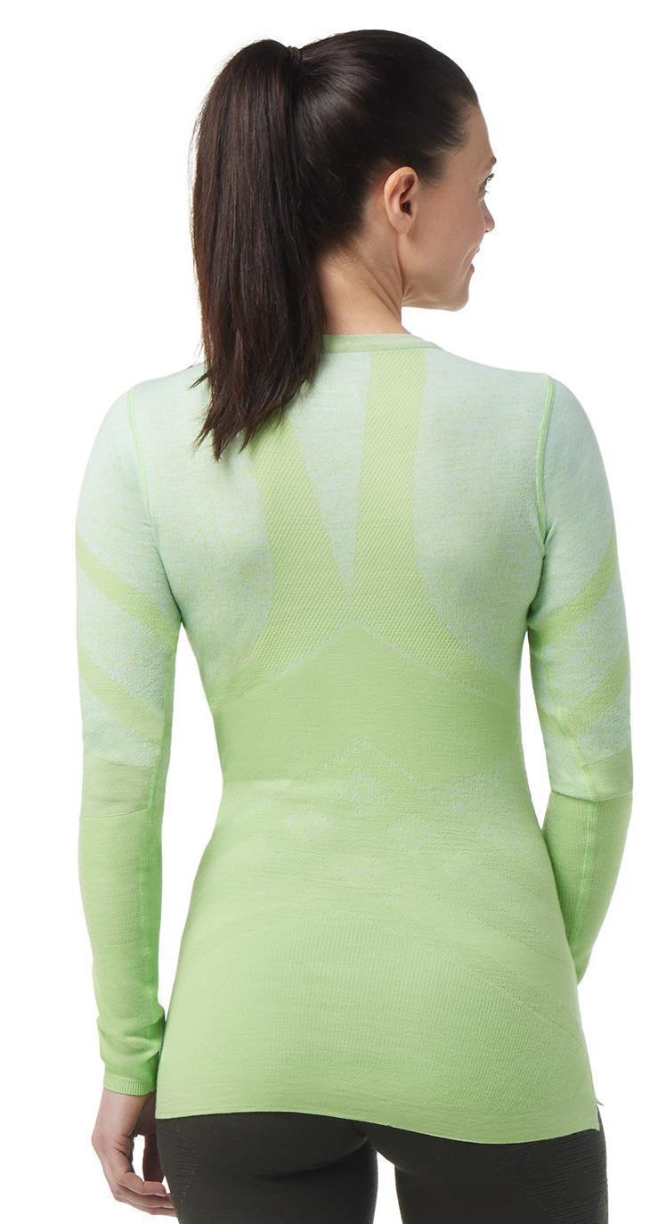Intraknit Thermal Merino 200 Base Layer Pattern Crew - Womens - Arcadian Green / Bleached Aqua 3