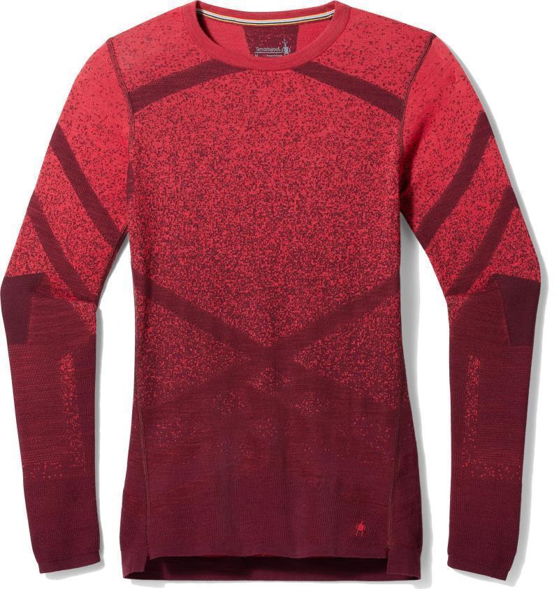Intraknit Thermal Merino 200 Base Layer Pattern Crew - Womens - Black Cherry / Scarlet 1