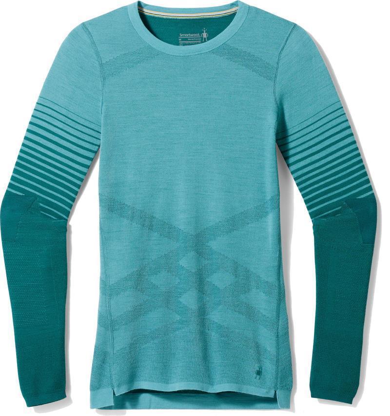 Intraknit Thermal Merino 200 Base Layer Pattern Crew - Womens - Cascade / Emerald 1