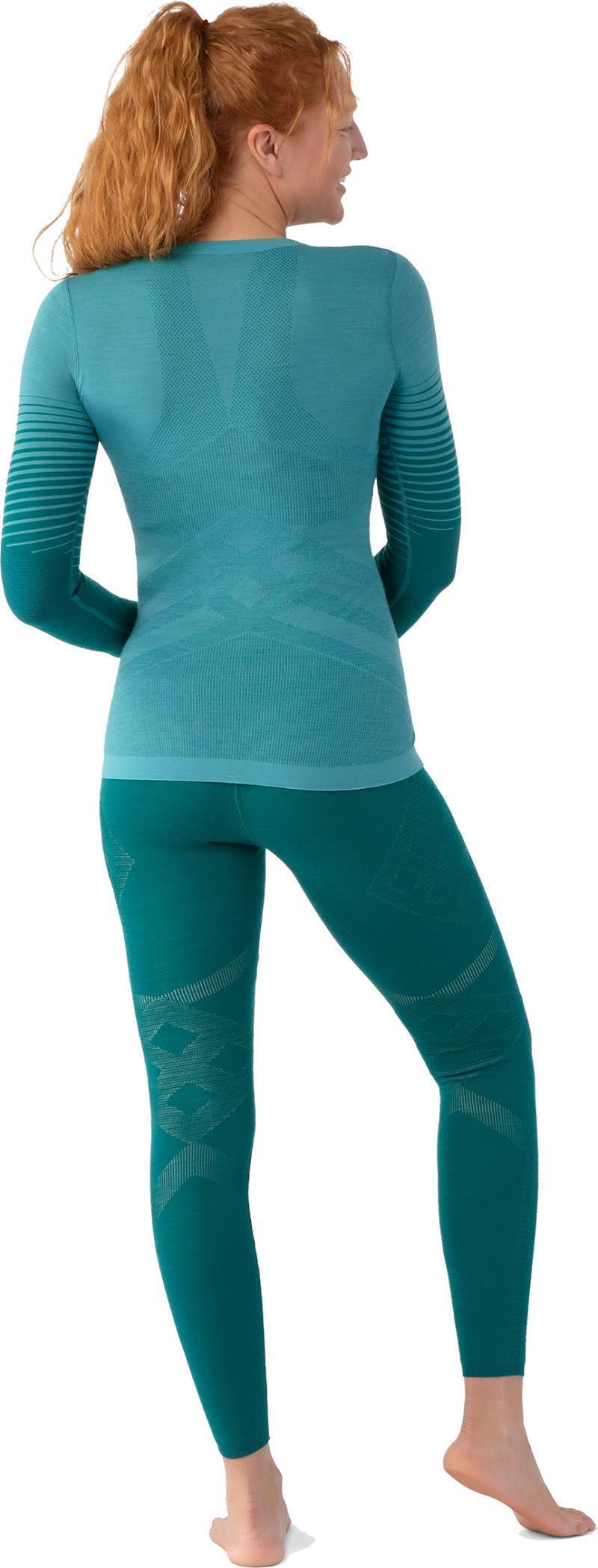 Intraknit Thermal Merino 200 Base Layer Pattern Crew - Womens - Cascade / Emerald 3