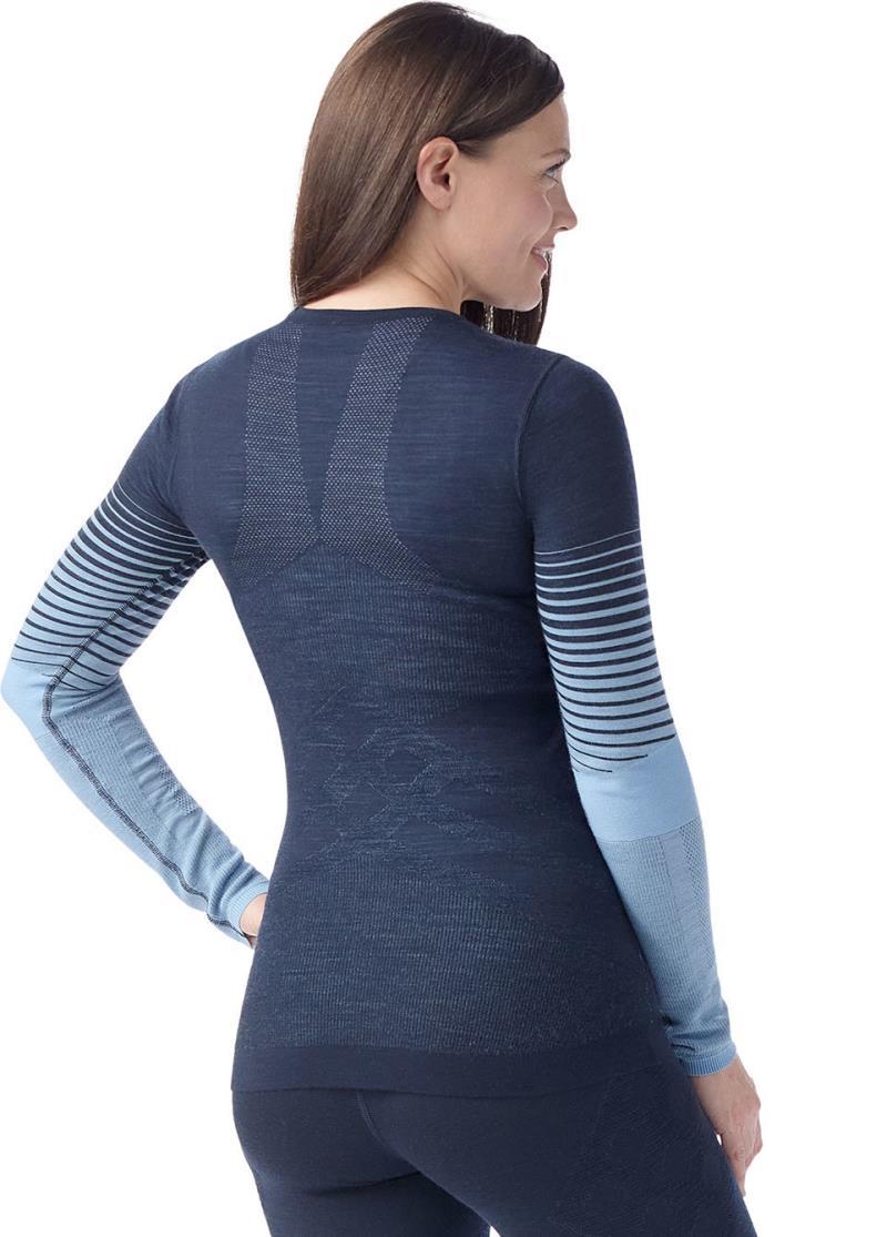 Intraknit Thermal Merino 200 Base Layer Pattern Crew - Womens - Deep Navy / Serene Blue 2