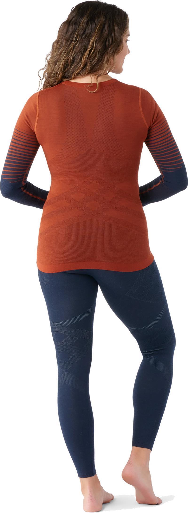 Intraknit Thermal Merino 200 Base Layer Pattern Crew - Womens - Pecan Brown / Deep Navy 3