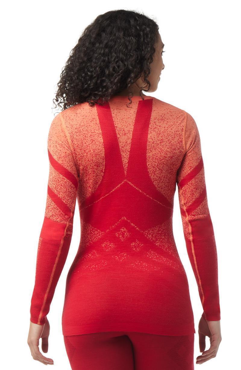 Intraknit Thermal Merino 200 Base Layer Pattern Crew - Womens - Pomegranate / Wild Salmon 3