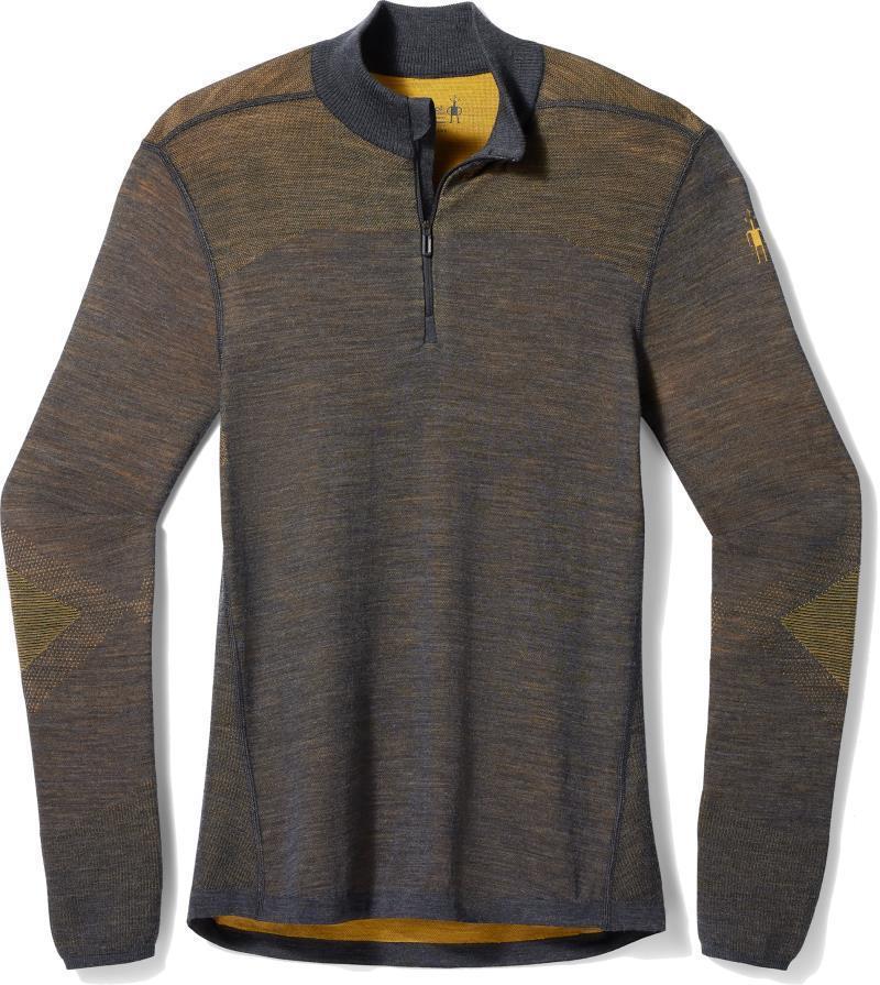 Intraknit Thermal Merino Base Layer 1/4 Zip - Mens - Charcoal / Honey Gold 1