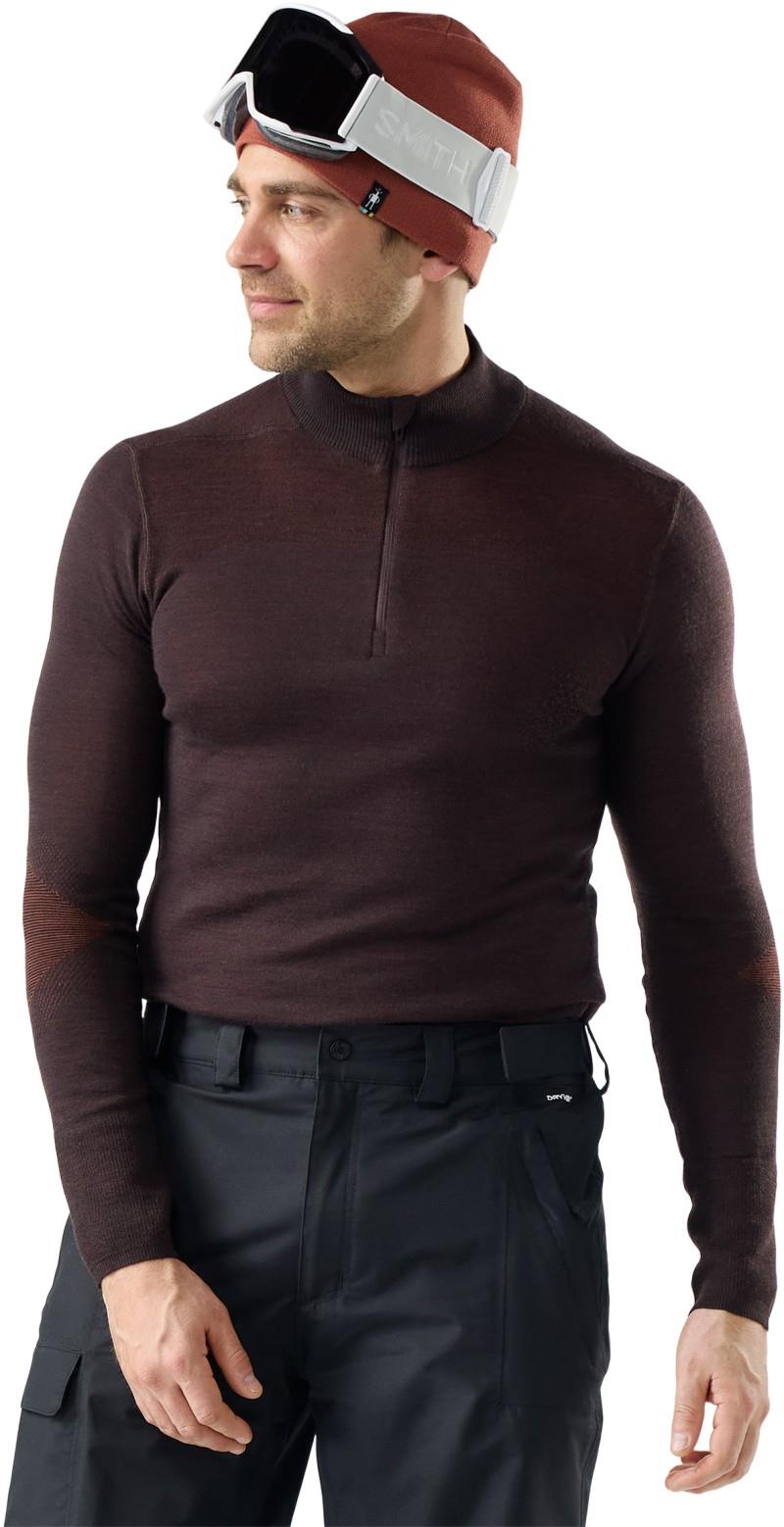 Intraknit Thermal Merino Base Layer 1/4 Zip - Mens - dark mink / burnt sienna 1