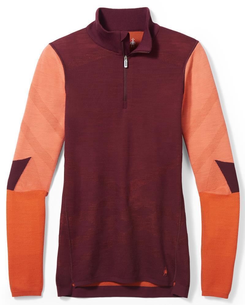 Intraknit Thermal Merino Base Layer Colorblock 1/4 Zip - Womens - Black Cherry 1