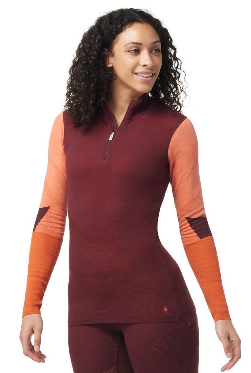 Intraknit Thermal Merino Base Layer Colorblock 1/4 Zip - Womens - Black Cherry 2