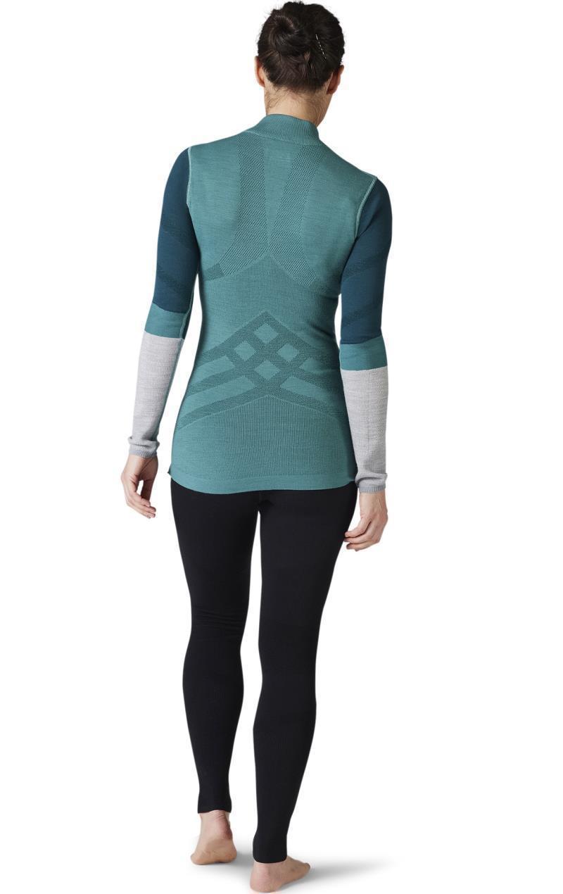 Intraknit Thermal Merino Base Layer Colorblock 1/4 Zip - Womens - Blue Spruce 3