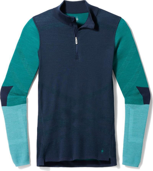Intraknit Thermal Merino Base Layer Colorblock 1/4 Zip - Womens - Deep Navy 1