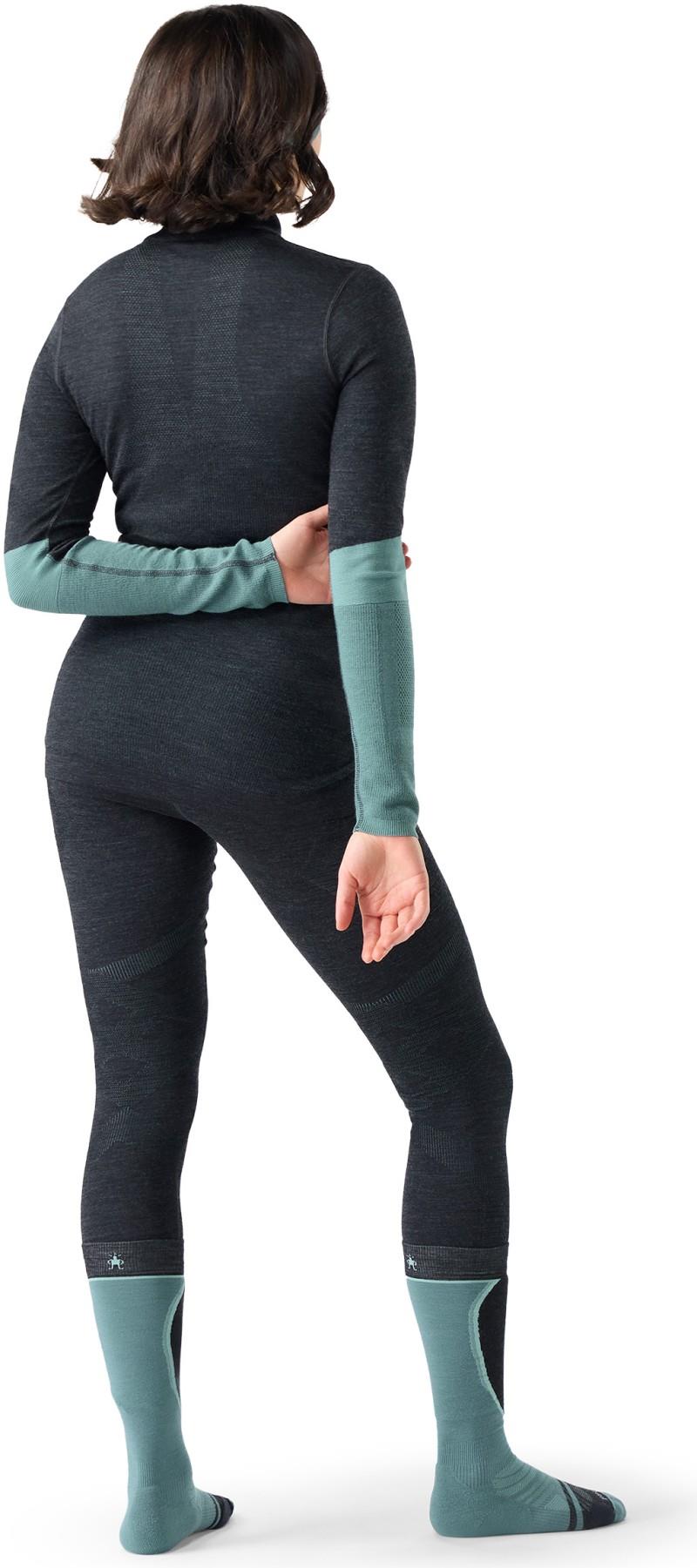 Intraknit Thermal Merino Base Layer Colorblock 1/4 Zip - Womens - charcoal / dusty teal 1