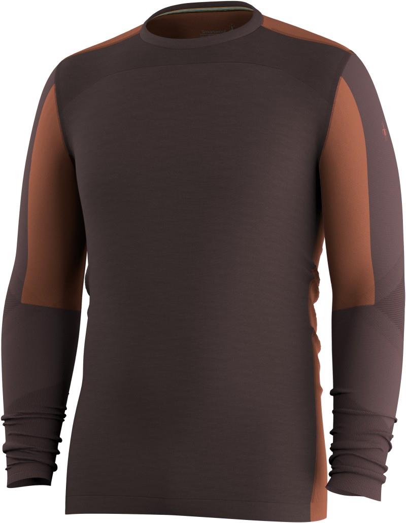 Intraknit Thermal Merino Base Layer Colorblock Crew - Mens - dark mink / burnt sienna 1