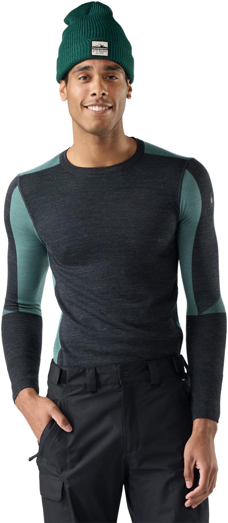 Intraknit Thermal Merino Base Layer Colorblock Crew - Mens - dusty teal / charcoal 1