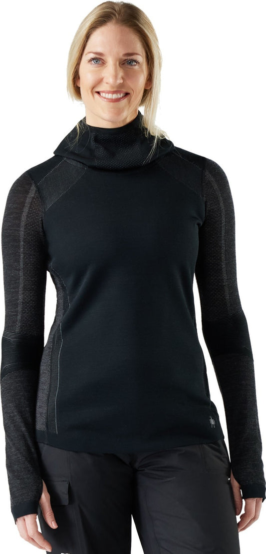 Intraknit Thermal Merino Base Layer Hoodie - Womens - black / charcoal 1