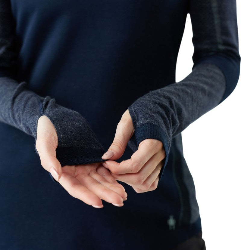 Intraknit Thermal Merino Base Layer Hoodie - Womens - deep navy / arctic green 1