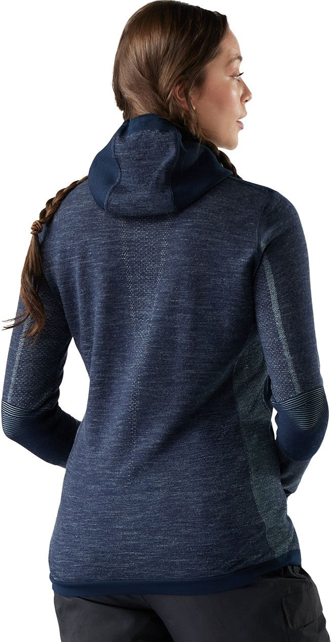 Intraknit Thermal Merino Base Layer Hoodie - Womens - deep navy / arctic green 1