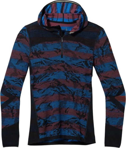 Intraknit Thermal Merino Base Layer Pattern 1/2 Zip Hoodie - Mens - Black Mountain 1