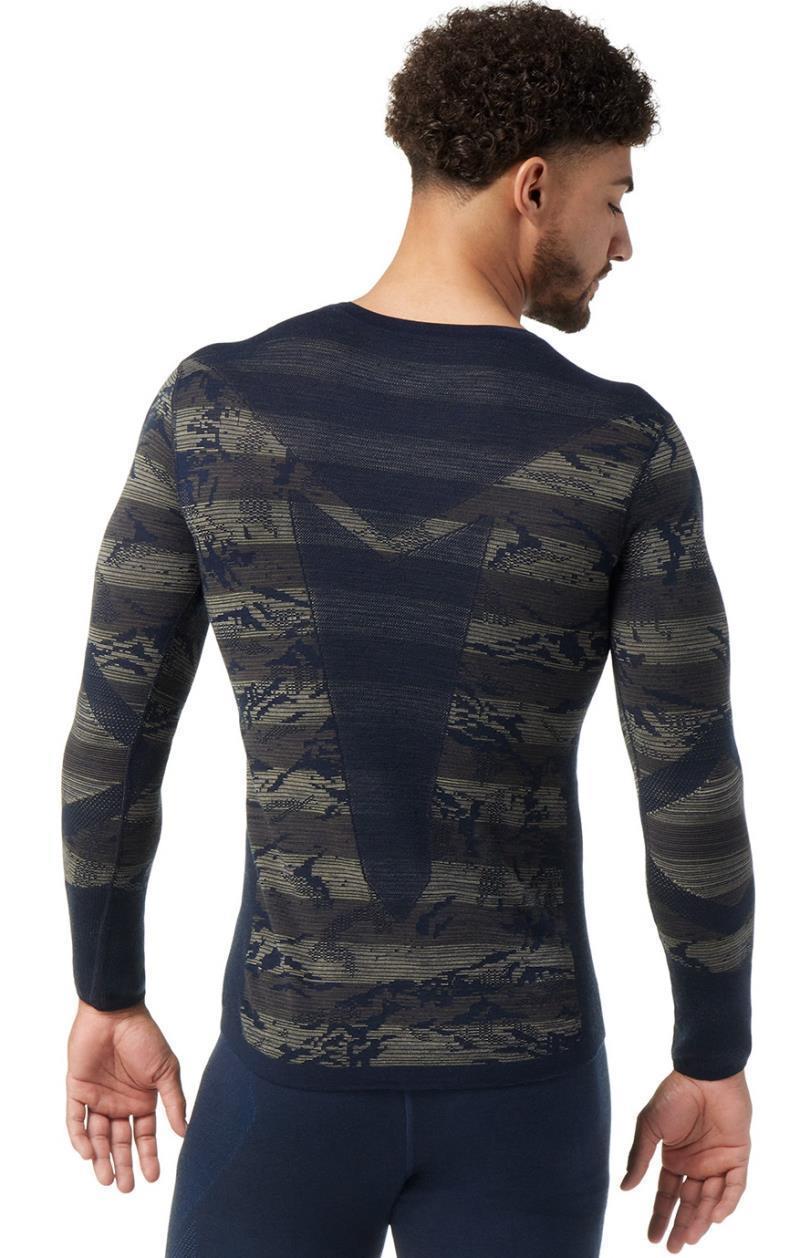 Intraknit Thermal Merino Base Layer Pattern Crew - Mens - Deep Navy Mountain 3