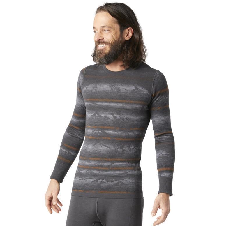 Intraknit Thermal Merino Base Layer Pattern Crew - Mens - Forged Iron Mountain Stripe 2