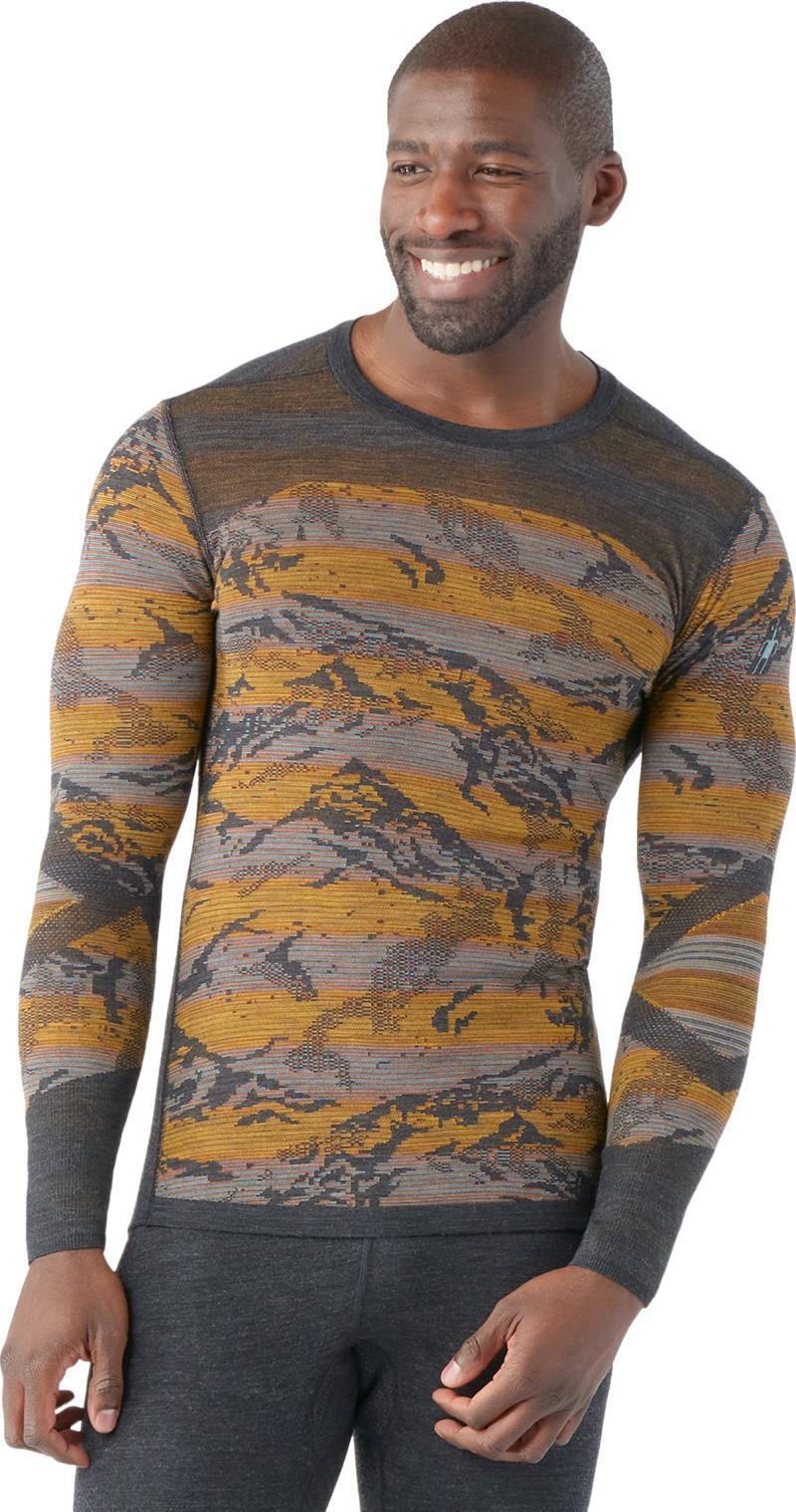 Intraknit Thermal Merino Base Layer Pattern Crew - Mens - Honey Gold Mountain 2