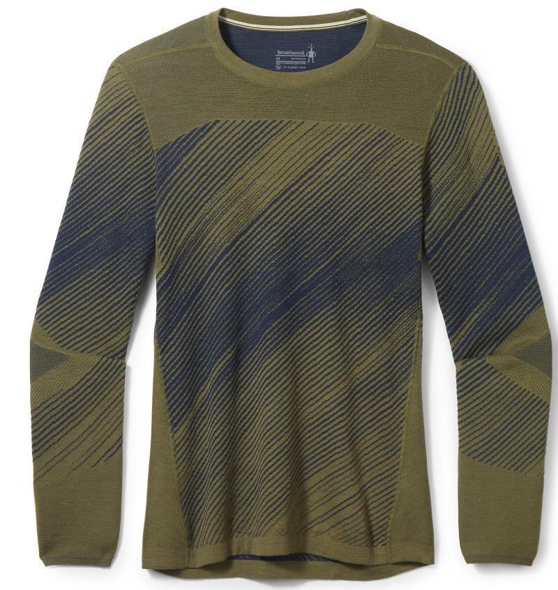 Intraknit Thermal Merino Base Layer Pattern Crew - Mens - Winter Moss Angled 1