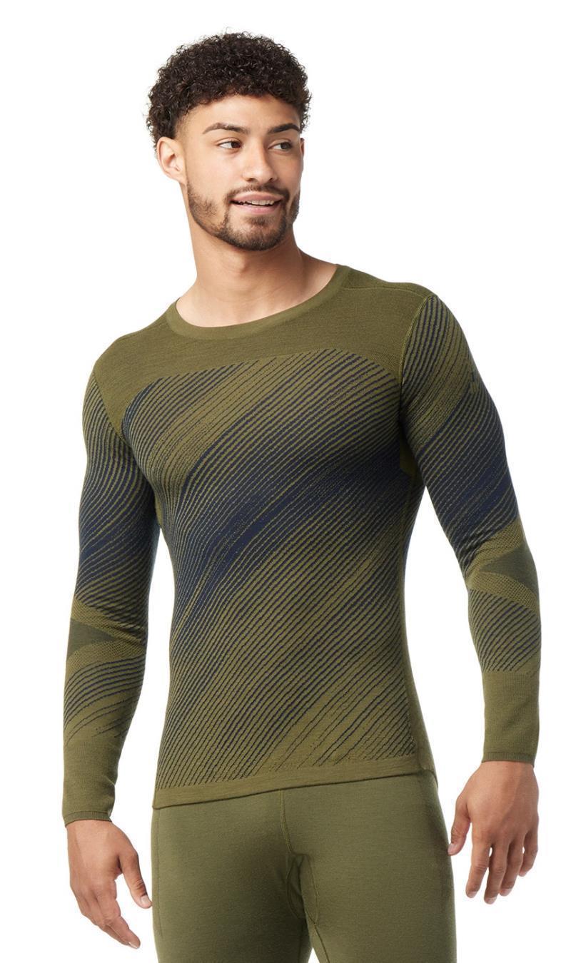 Intraknit Thermal Merino Base Layer Pattern Crew - Mens - Winter Moss Angled 2