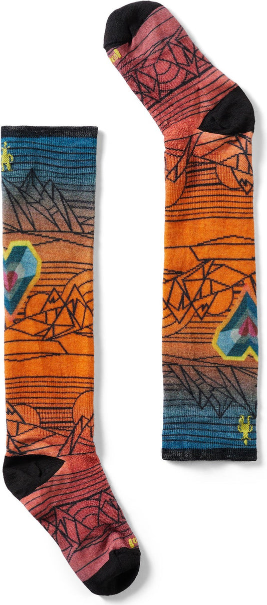 Junior Ski Zero Cushion Geo Peaks Print Over The Calf Socks - Kids - orange rust 1