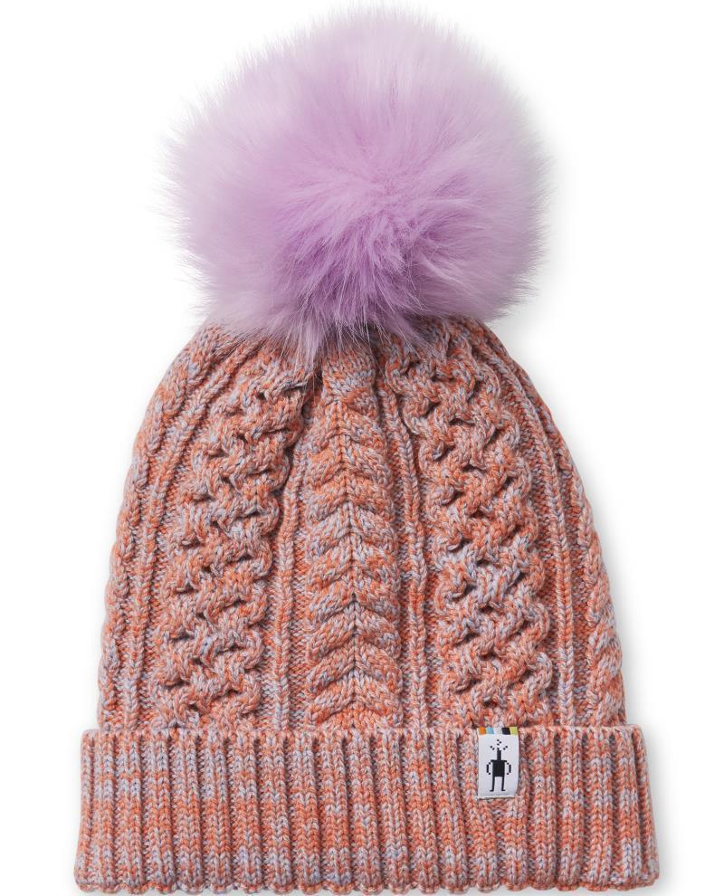 Lodge Girl Beanie - Purple Eclipse Heather / Sunset Coral Marl 1