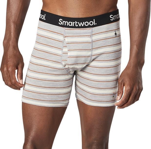 Merino (150) Boxer Brief - Mens - Light Gray Heather Stripe 1