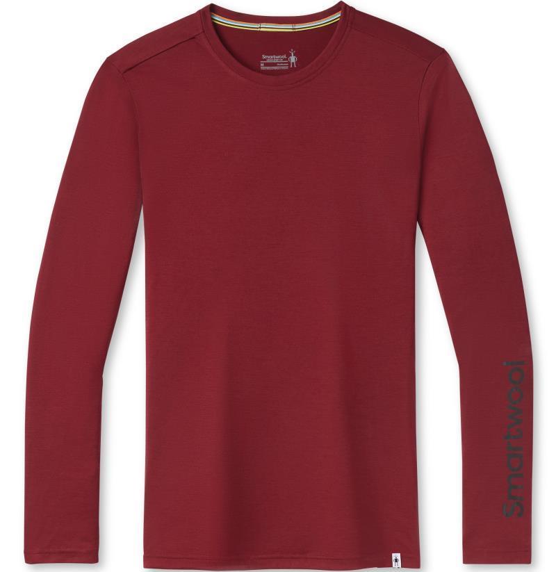 Merino (150) Logo LS Graphic Tee - Mens - Tibetan Red Heather 1