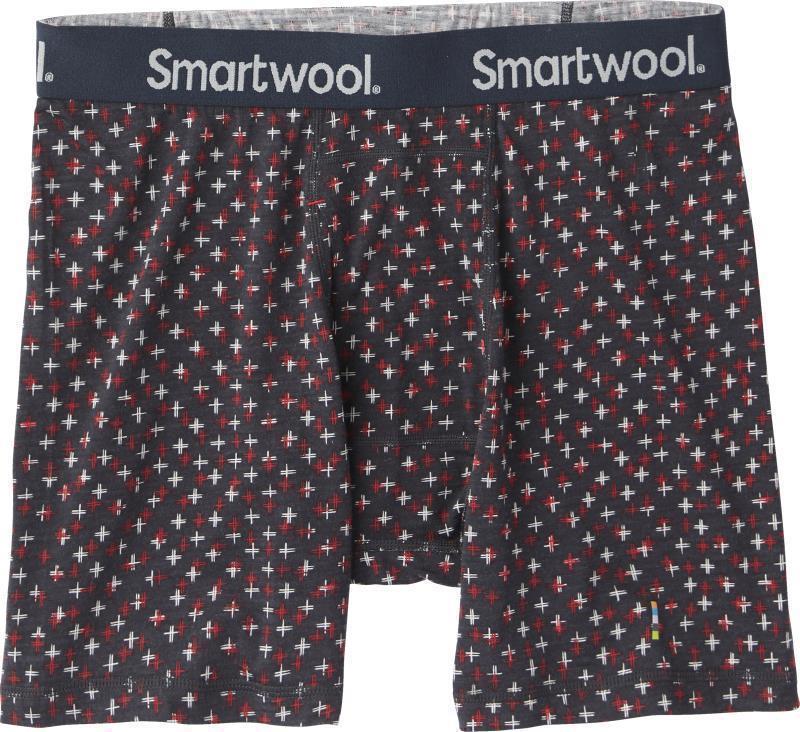 Merino (150) Print Boxer Brief - Mens - Charcoal Tick Stitch Print 1