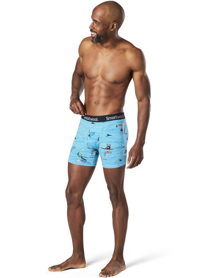 Merino (150) Print Boxer Brief - Mens - Iceberg Blue Bearded Guy Print 2