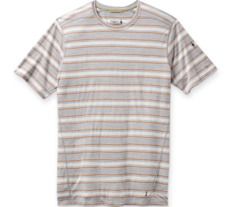 Merino (150) SS Tee - Mens - Light Gray Heather Stripe 1