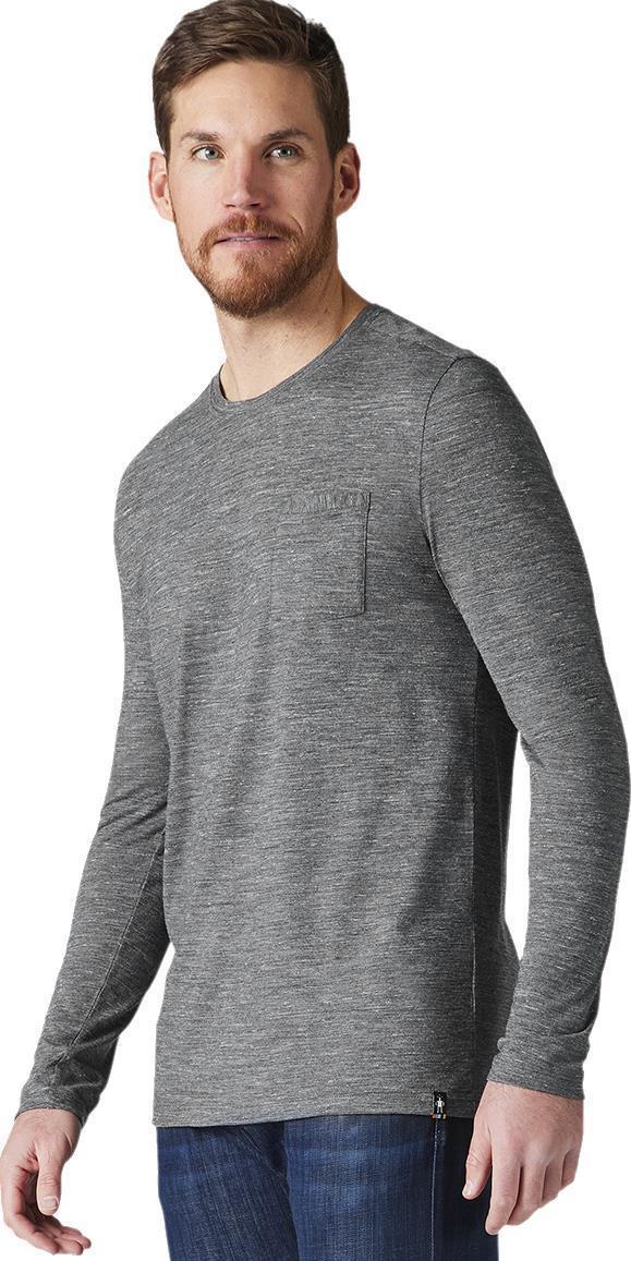 Merino Hemp Blend LS Pocket Tee - Mens - Medium Gray Heather 2